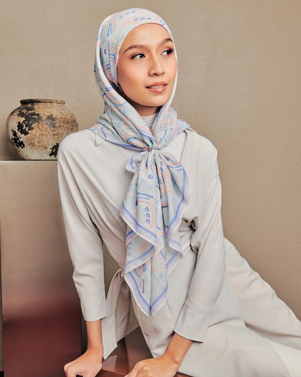 Petrascarves - Alun Cotton Voile Square (Ocean Blue)