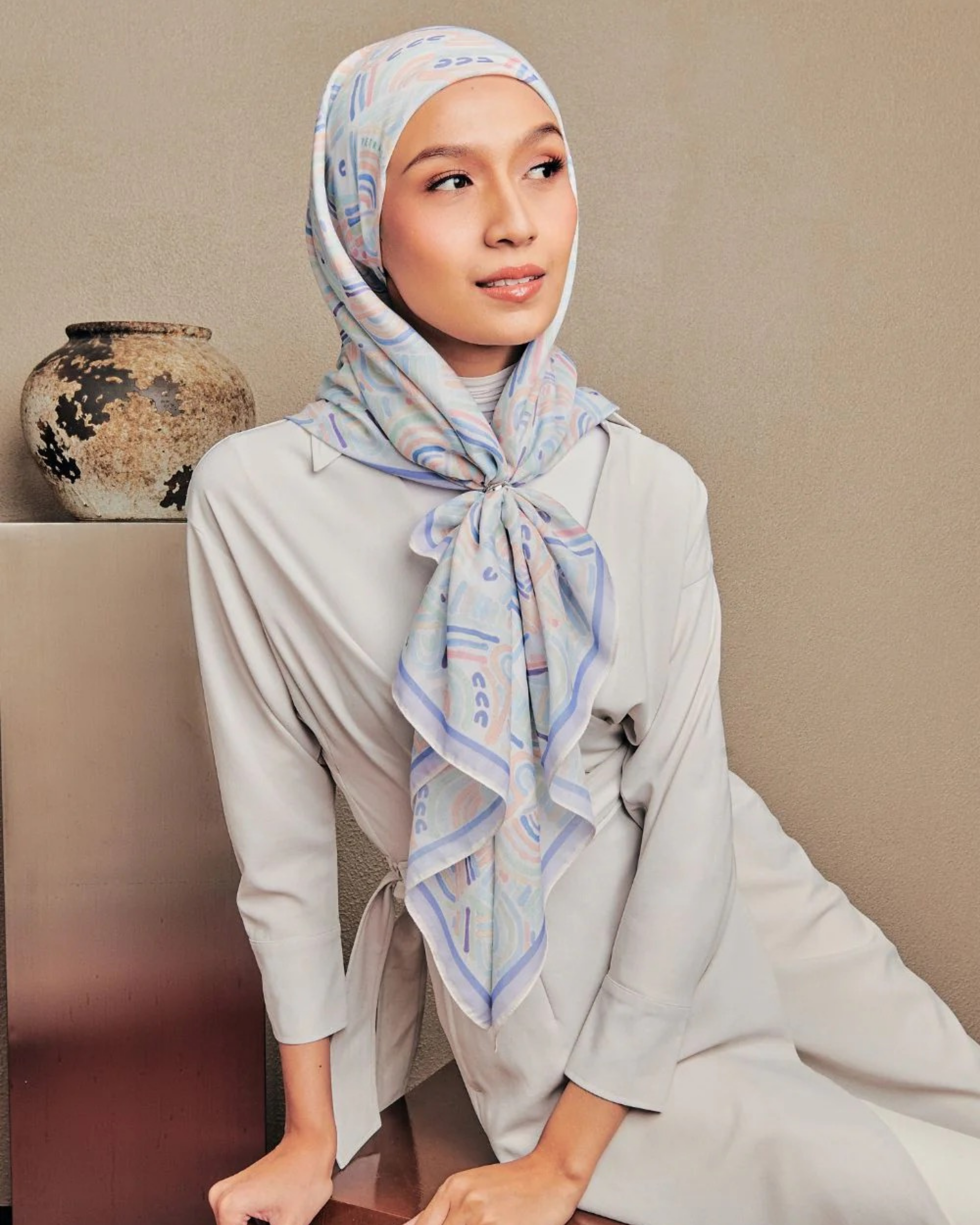 Petrascarves - Alun Cotton Voile Square (Ocean Blue)