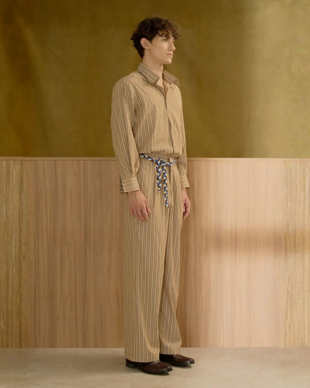 Le Chemise Raye With Pants Set (Olive Blue)