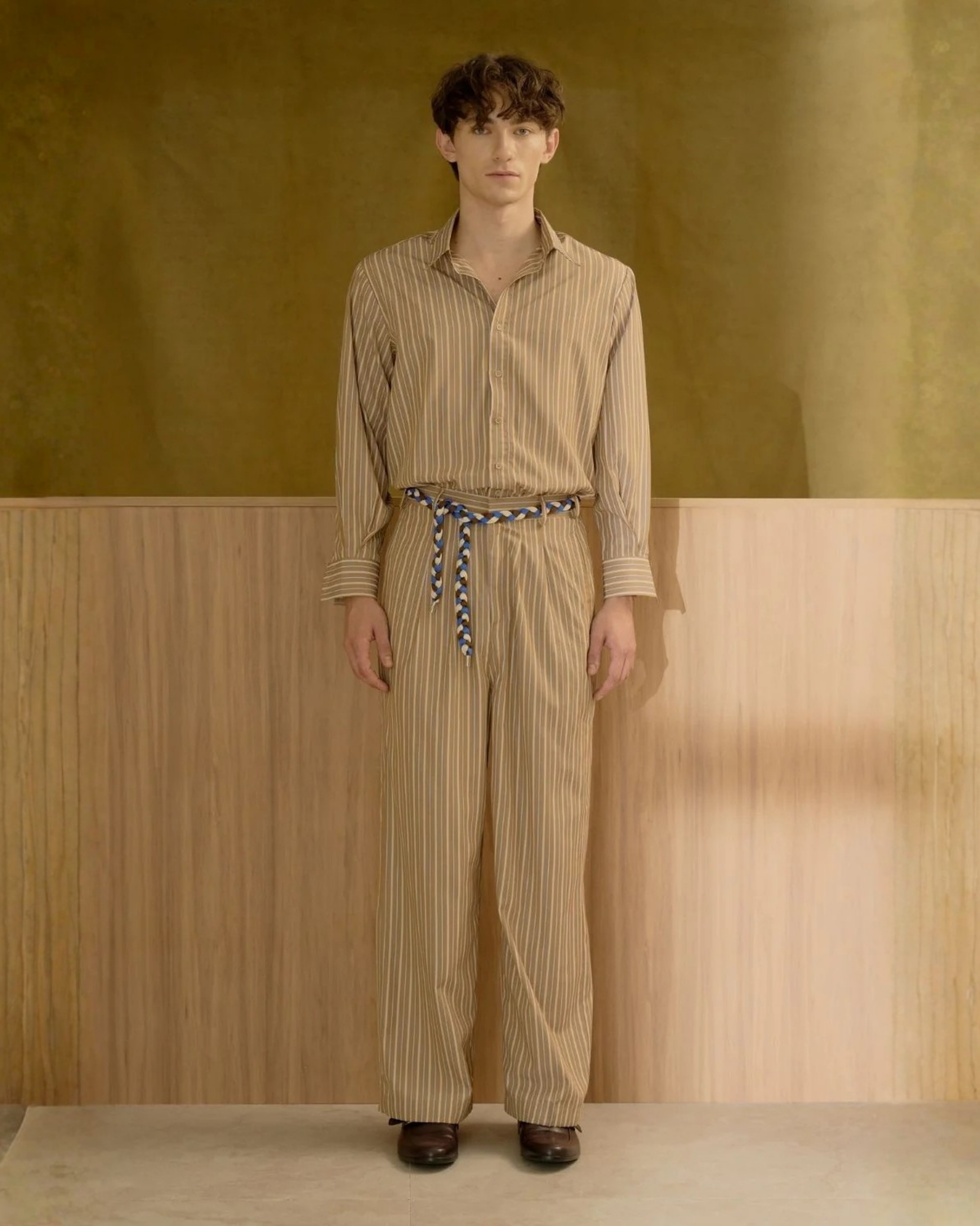 Le Chemise Raye With Pants Set (Olive Blue)