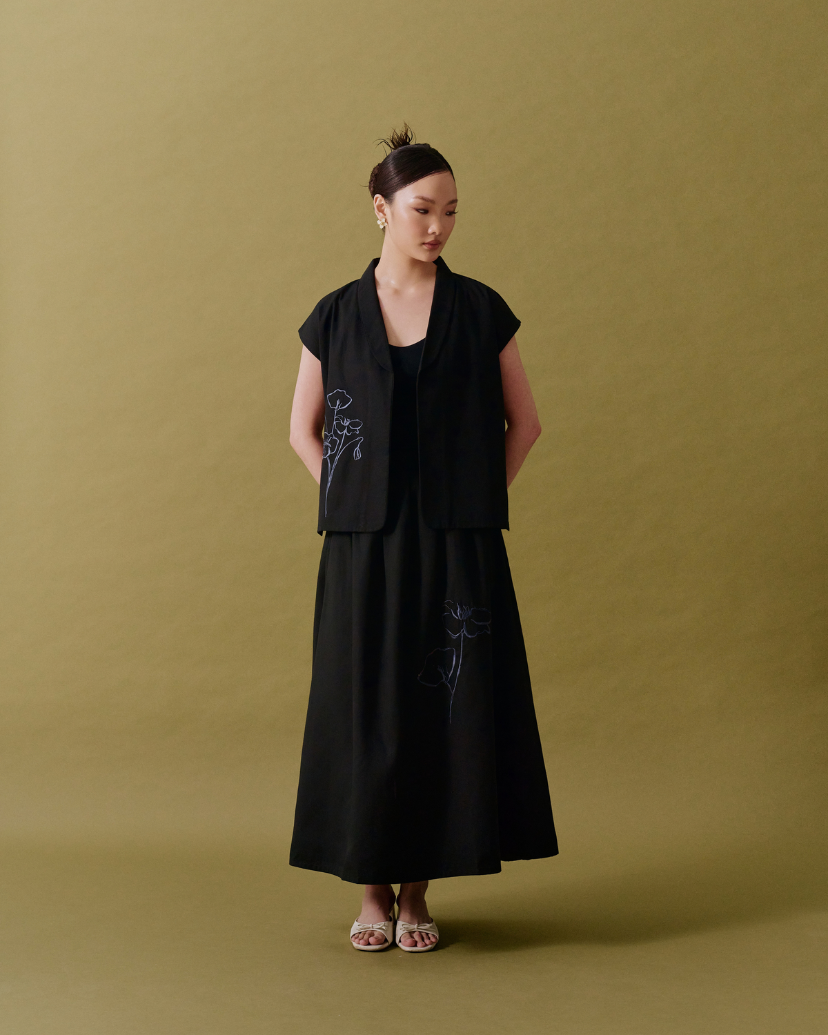 Kyra Embroidered Vest - Black