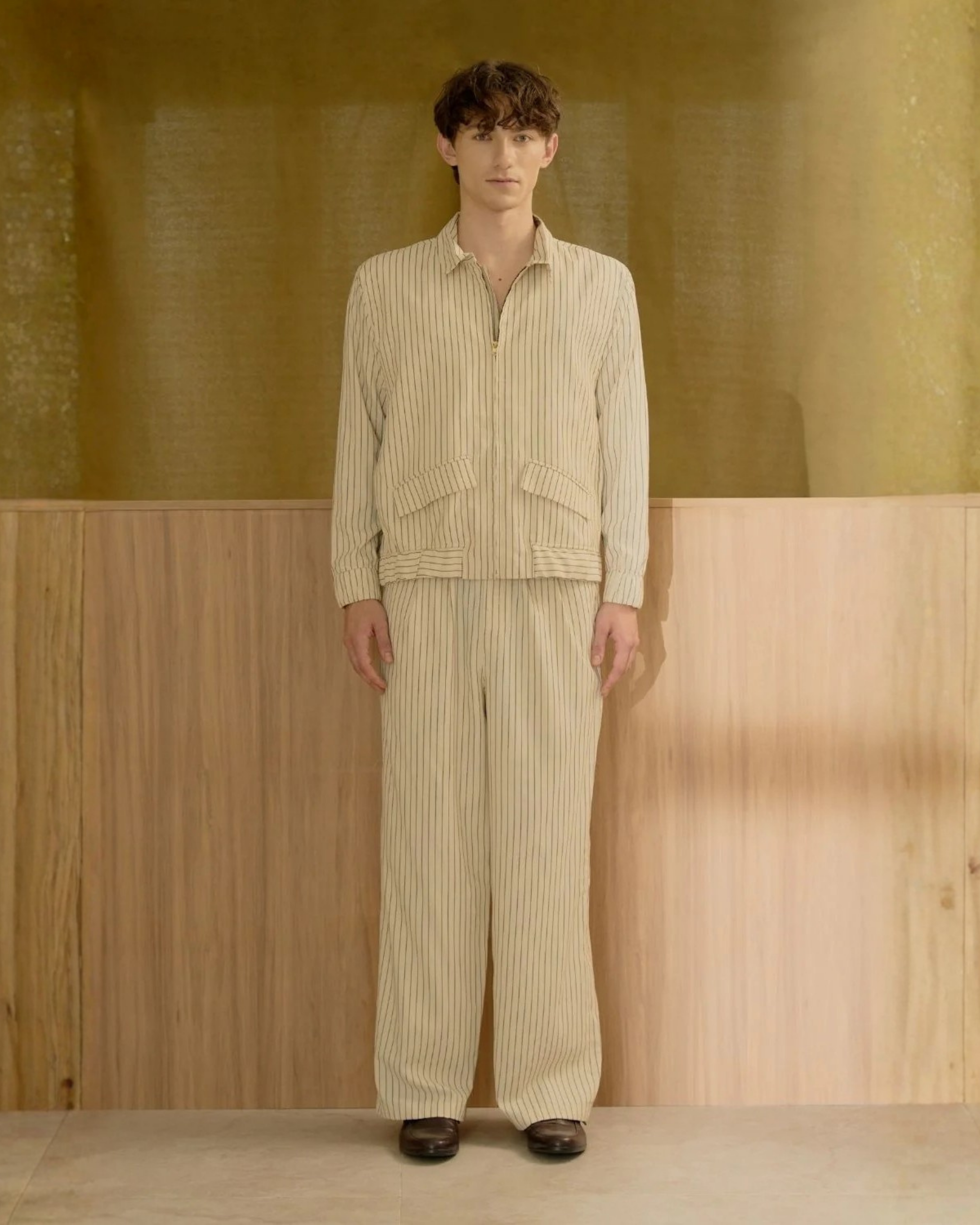 Le Montaigne Bomber With Pants Set (Beige)