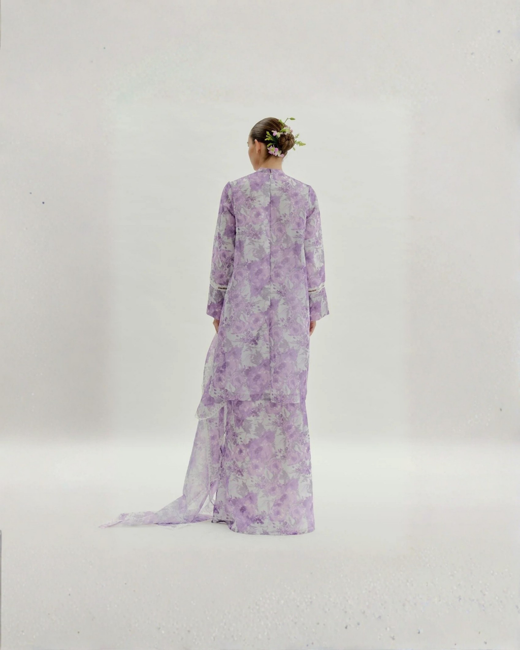 Solana Organza Kurung Labuh With Shawl (Purple)