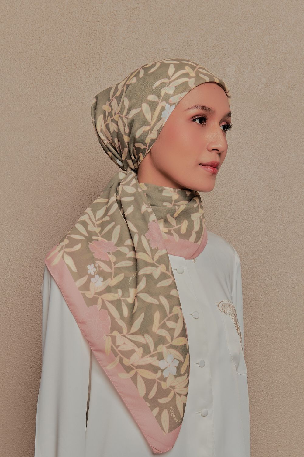 Petrascarves - Alyssa Cotton Voile Square (Olive)