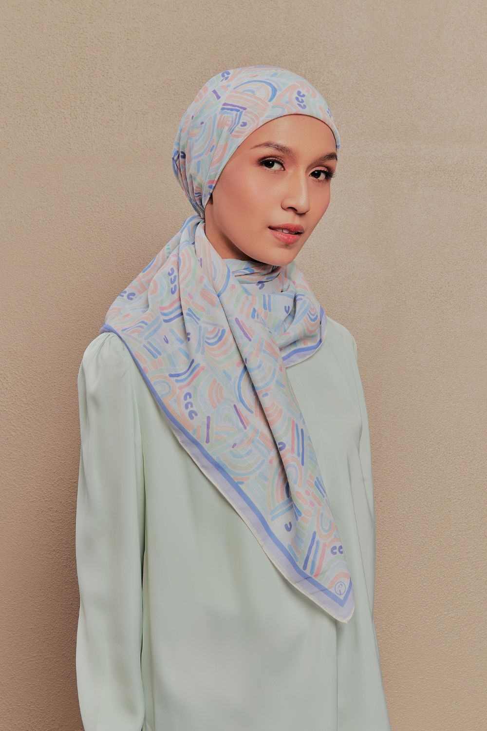Petrascarves - Alun Cotton Voile Square (Ocean Blue)