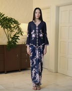 Lastika Embroidered Kebaya Navy Blue