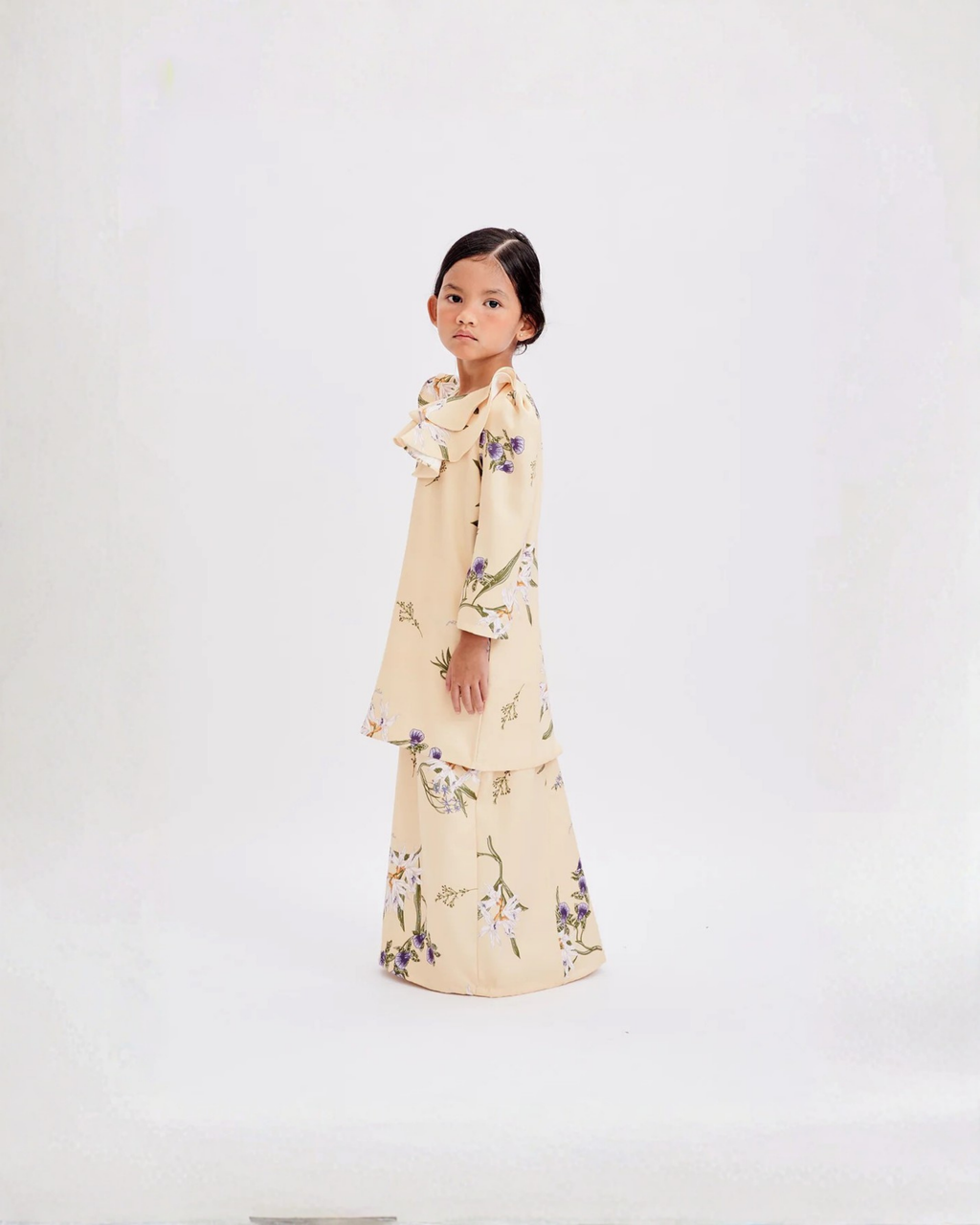 Hailey Kurung In Soft Yellow (Kids)