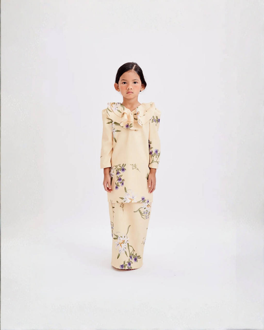 Hailey Kurung In Soft Yellow (Kids)