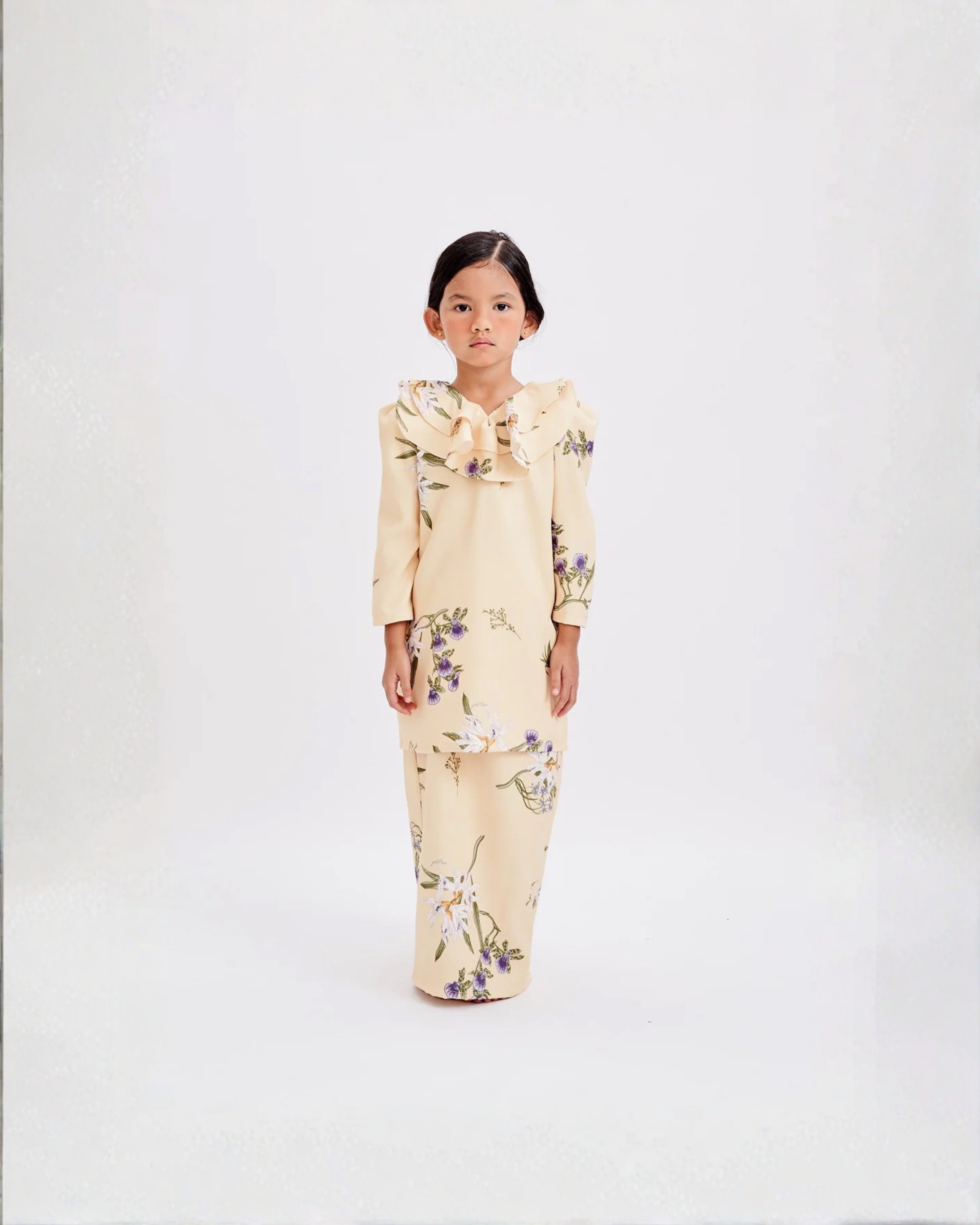 Hailey Kurung In Soft Yellow (Kids)