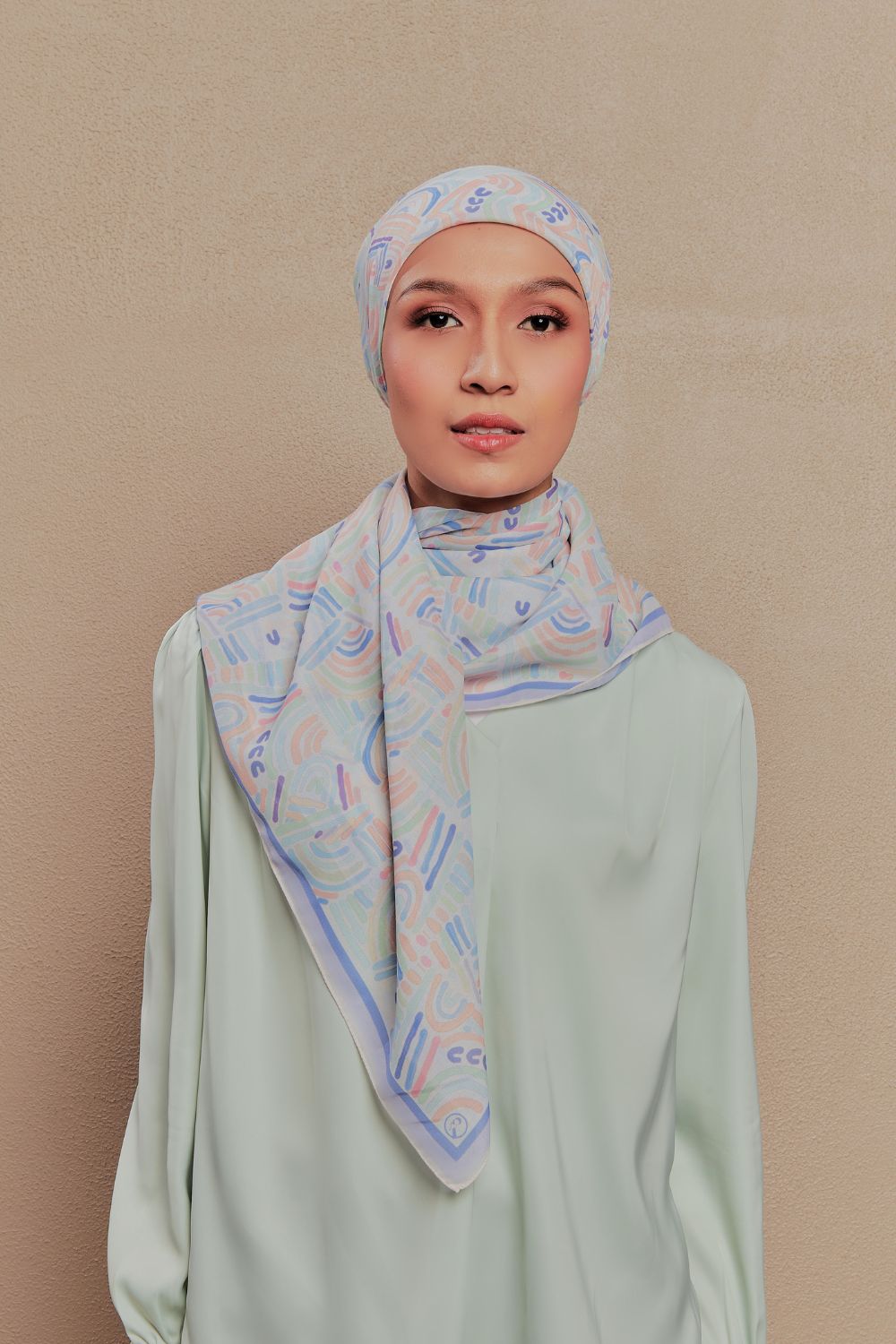 Petrascarves - Alun Cotton Voile Square (Ocean Blue)