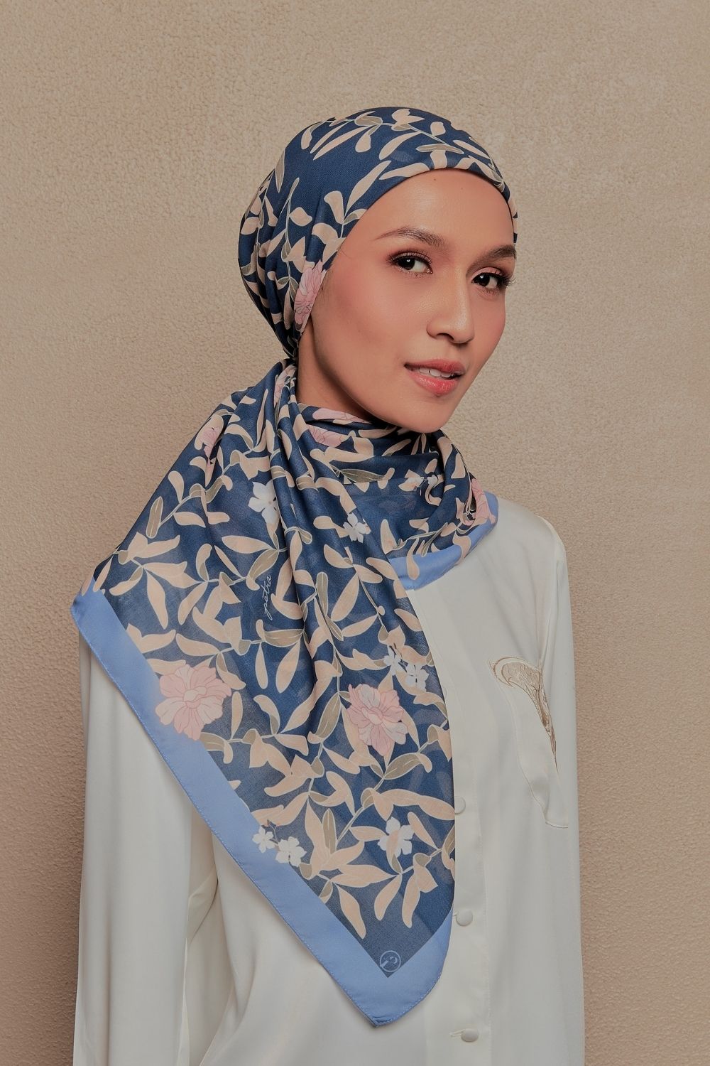 Petrascarves - Alyssa Cotton Voile Square (Midnight Blue)