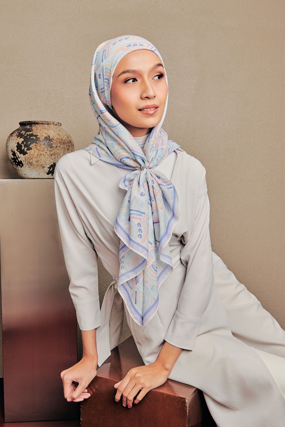 Petrascarves - Alun Cotton Voile Square (Ocean Blue)