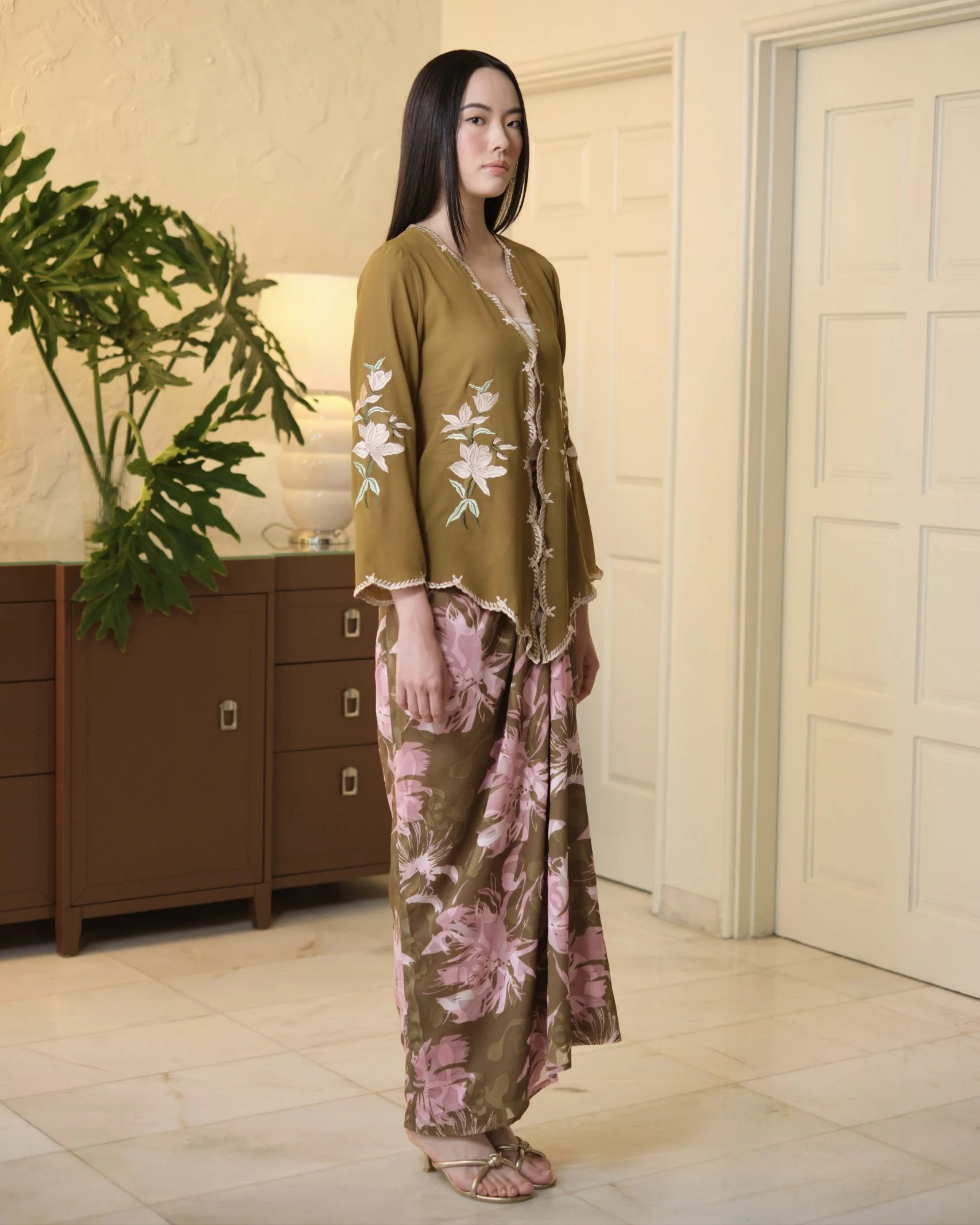 Lastika Embroidered Kebaya Olive