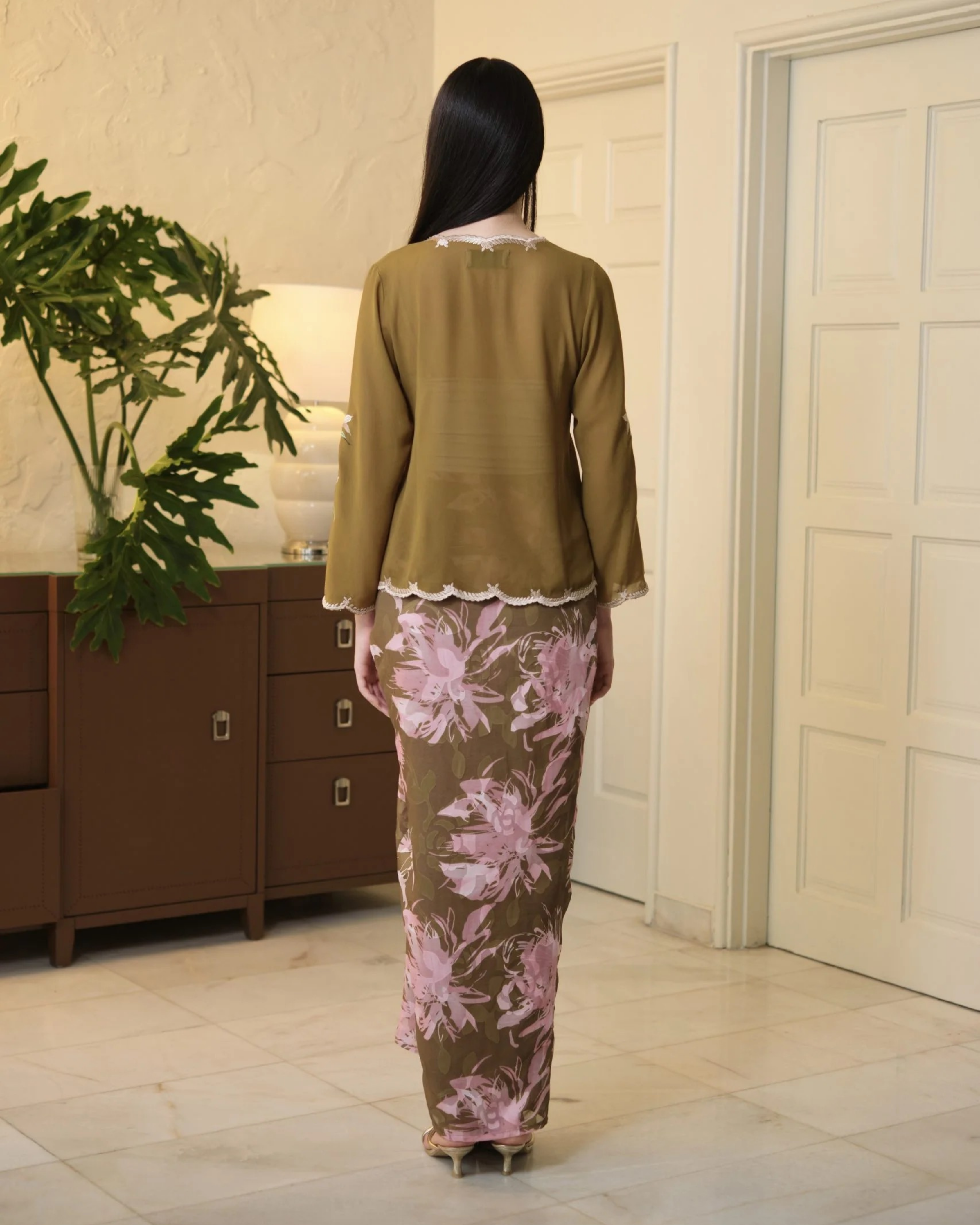 Lastika Embroidered Kebaya Olive