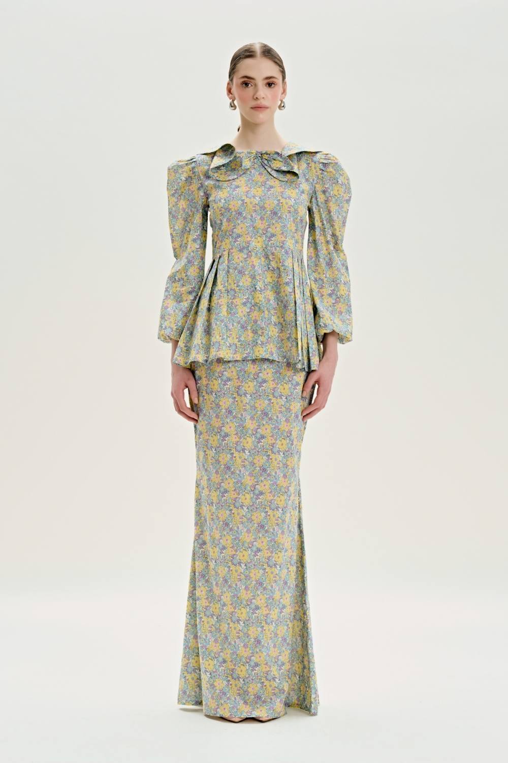 Asena Ruffled Collar Cotton Mini Kurung