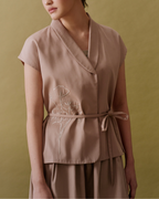 Kyra Embroidered Vest - Brown