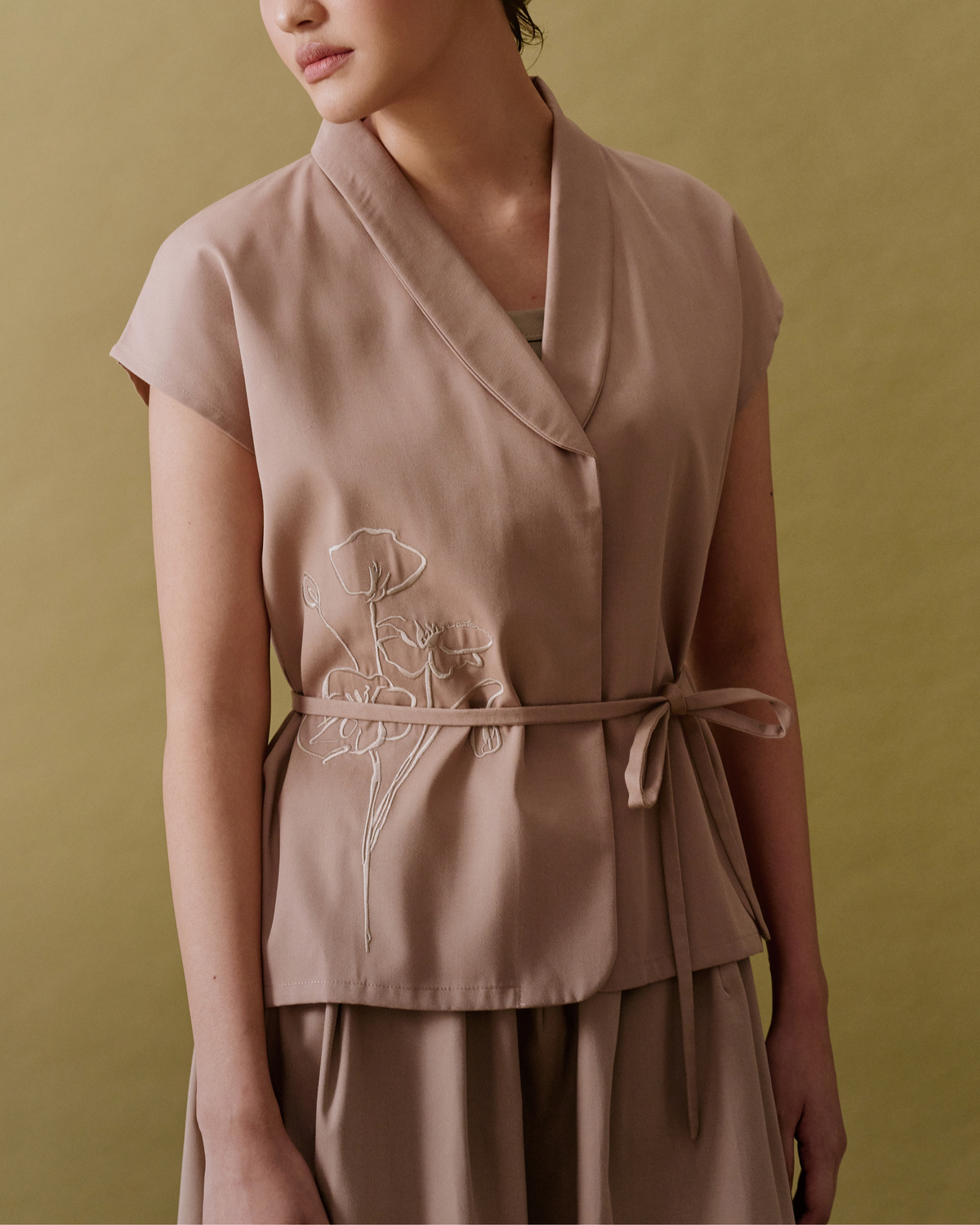 Kyra Embroidered Vest - Brown
