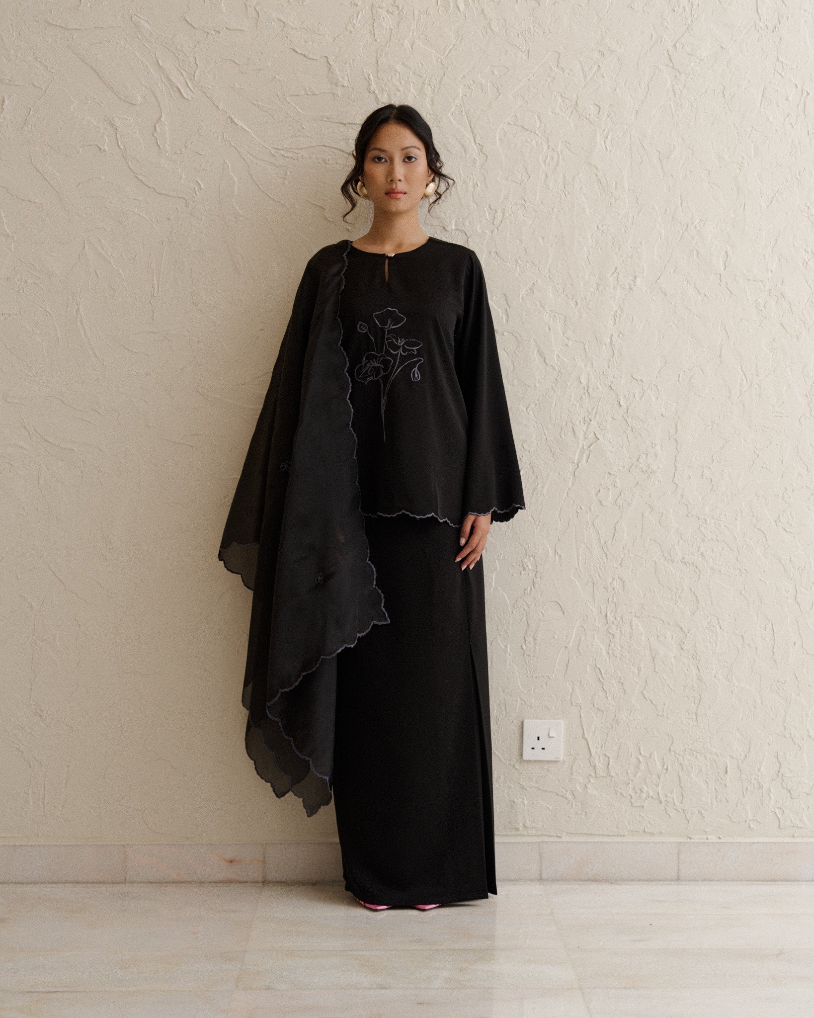 Myrna Baju Kurung Kedah-Black