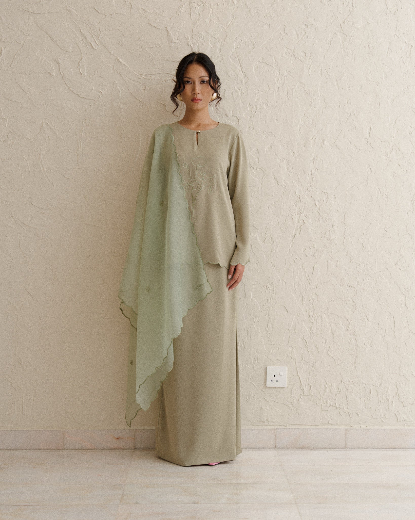 Myrna Baju Kurung Kedah-Sage Green