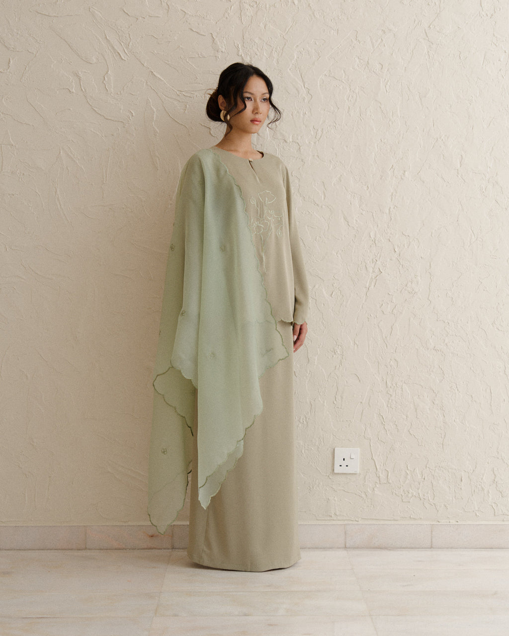 Myrna Baju Kurung Kedah-Sage Green