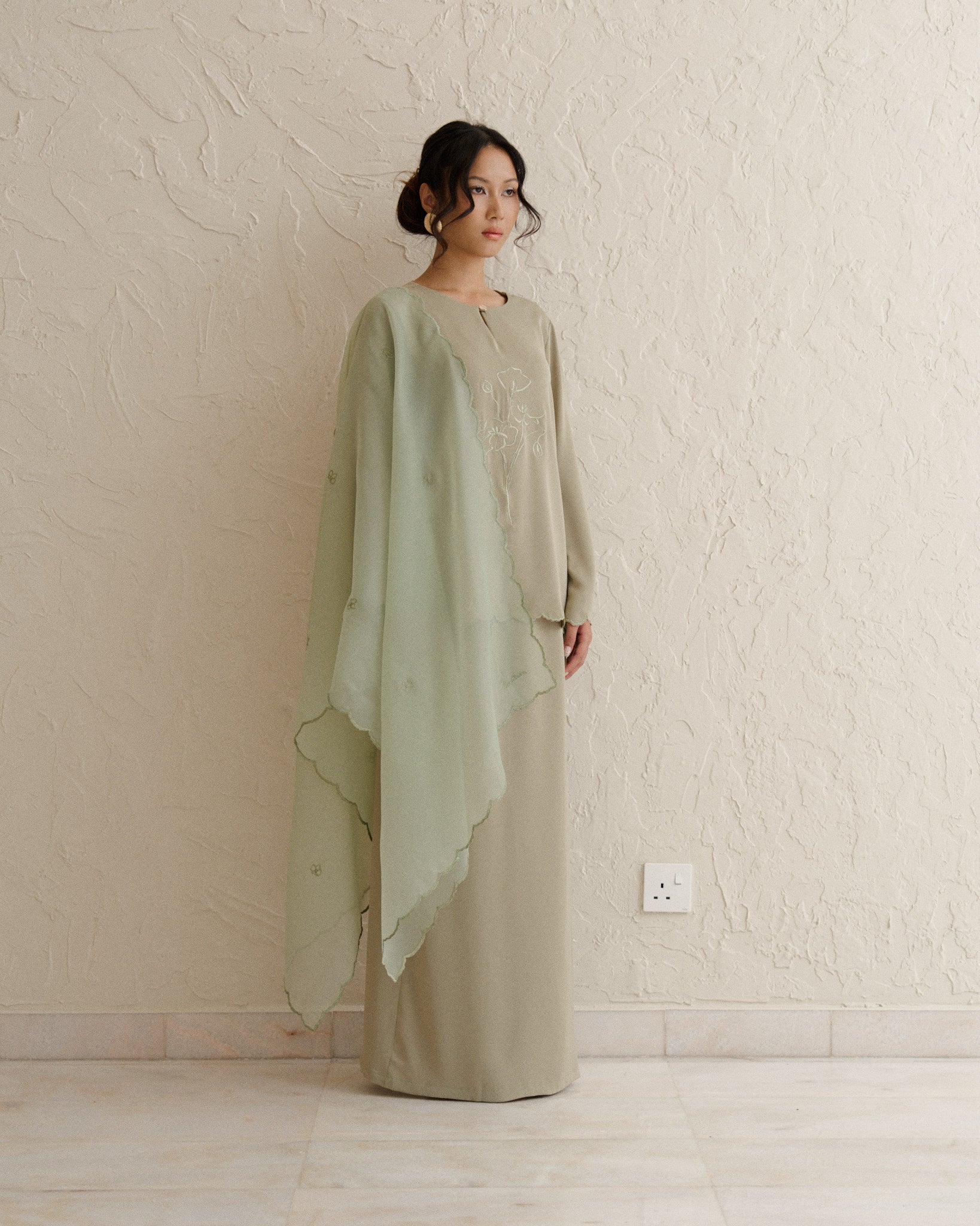 Myrna Baju Kurung Kedah-Sage Green
