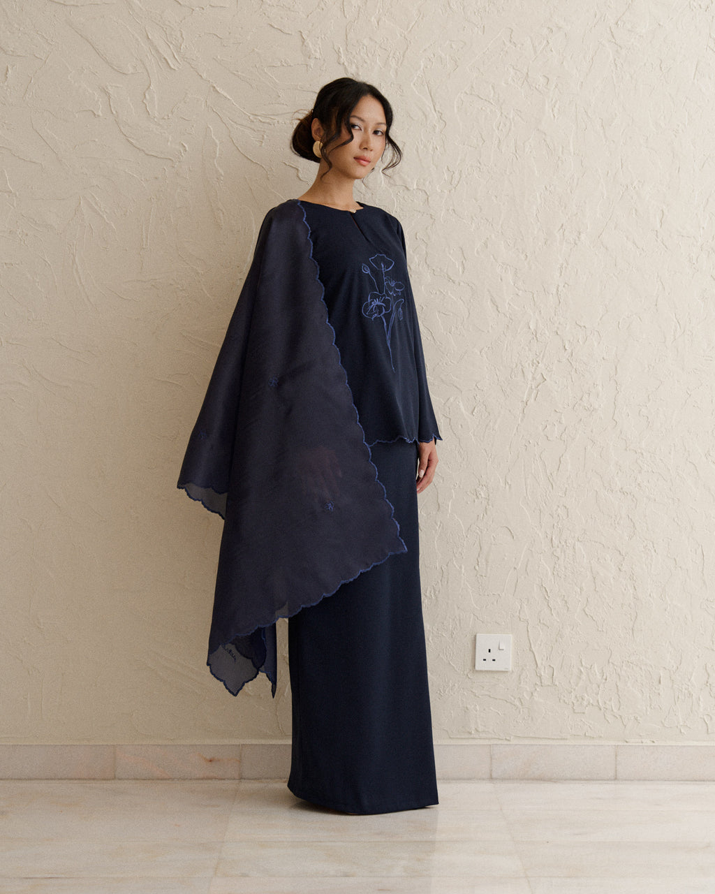 Myrna Baju Kurung Kedah-Navy Blue