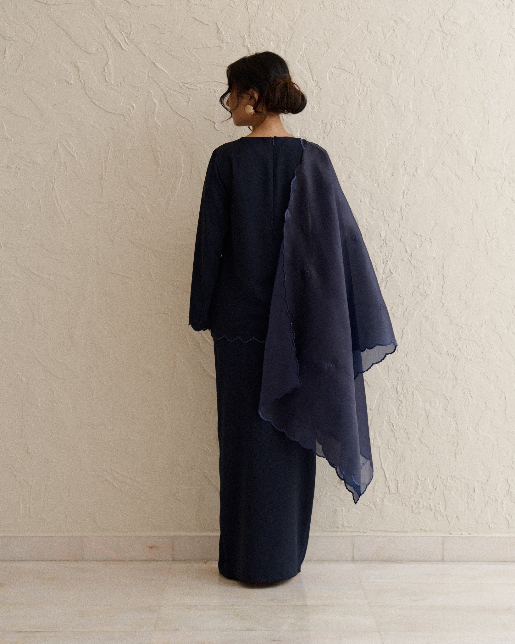Myrna Baju Kurung Kedah-Navy Blue