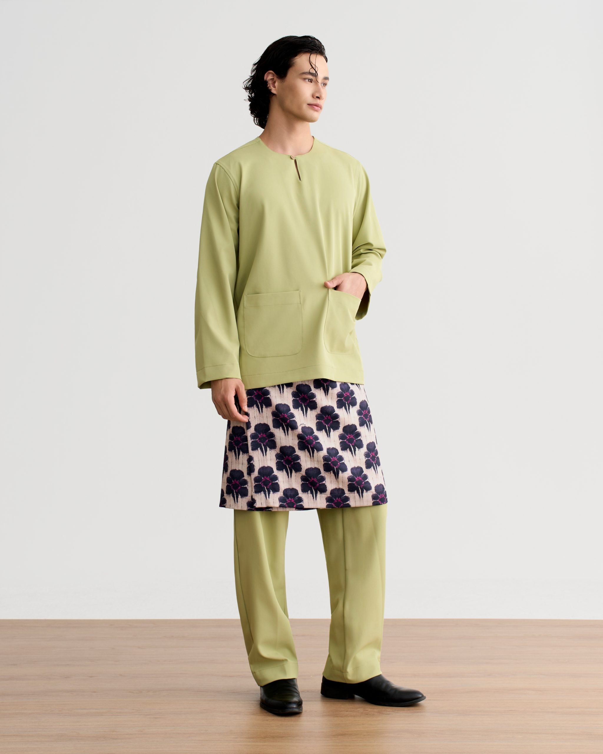 Abraham Baju Melayu Teluk Belanga - Sage Green