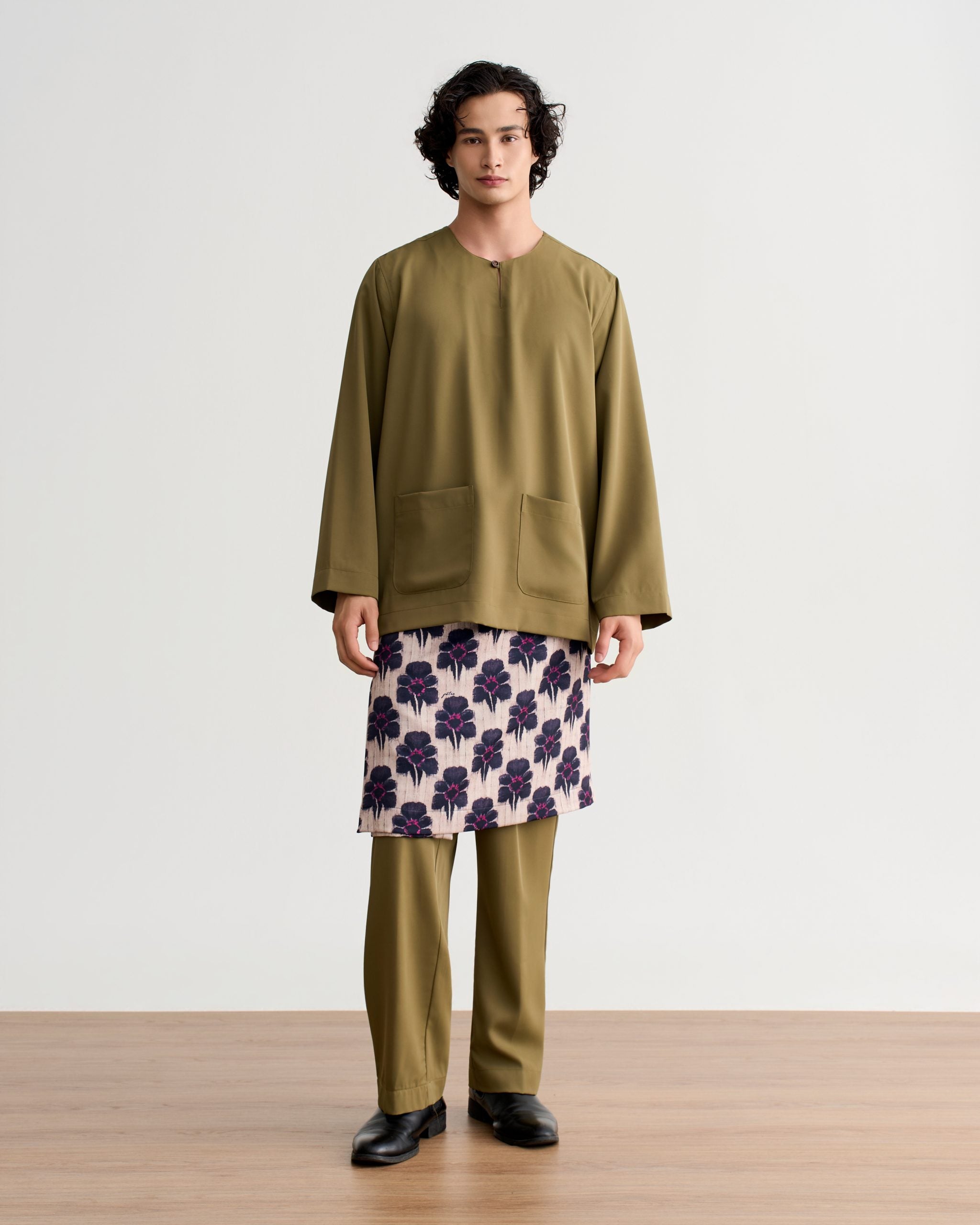 Abraham Baju Melayu Teluk Belanga - Dark Olive