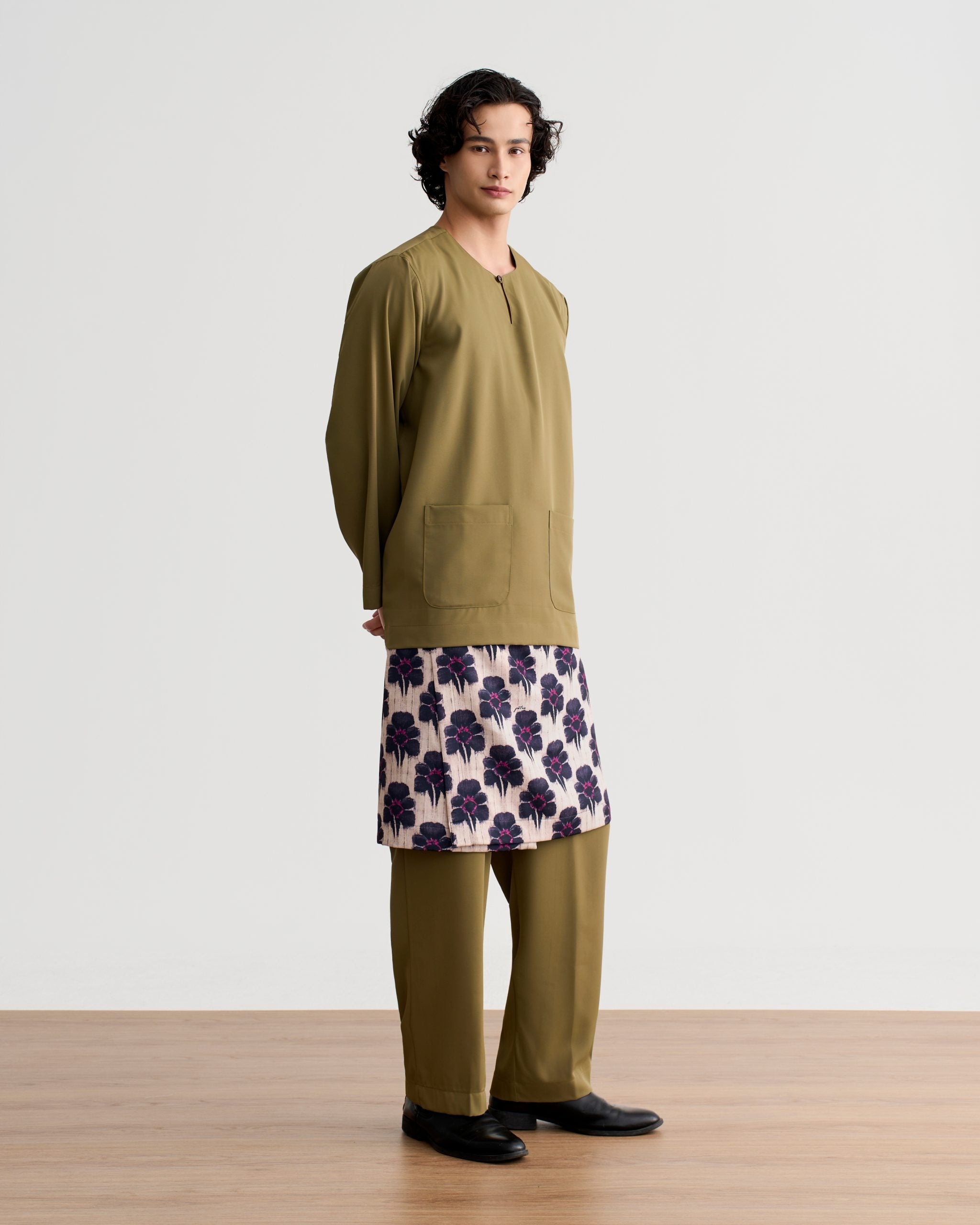 Abraham Baju Melayu Teluk Belanga - Dark Olive