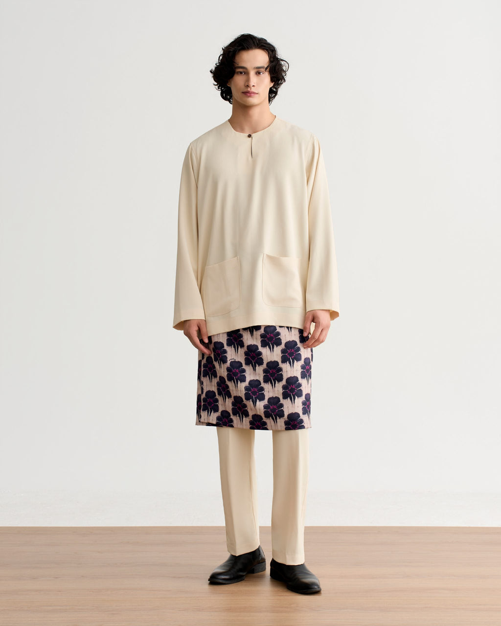 Abraham Baju Melayu Teluk Belanga - Milky White