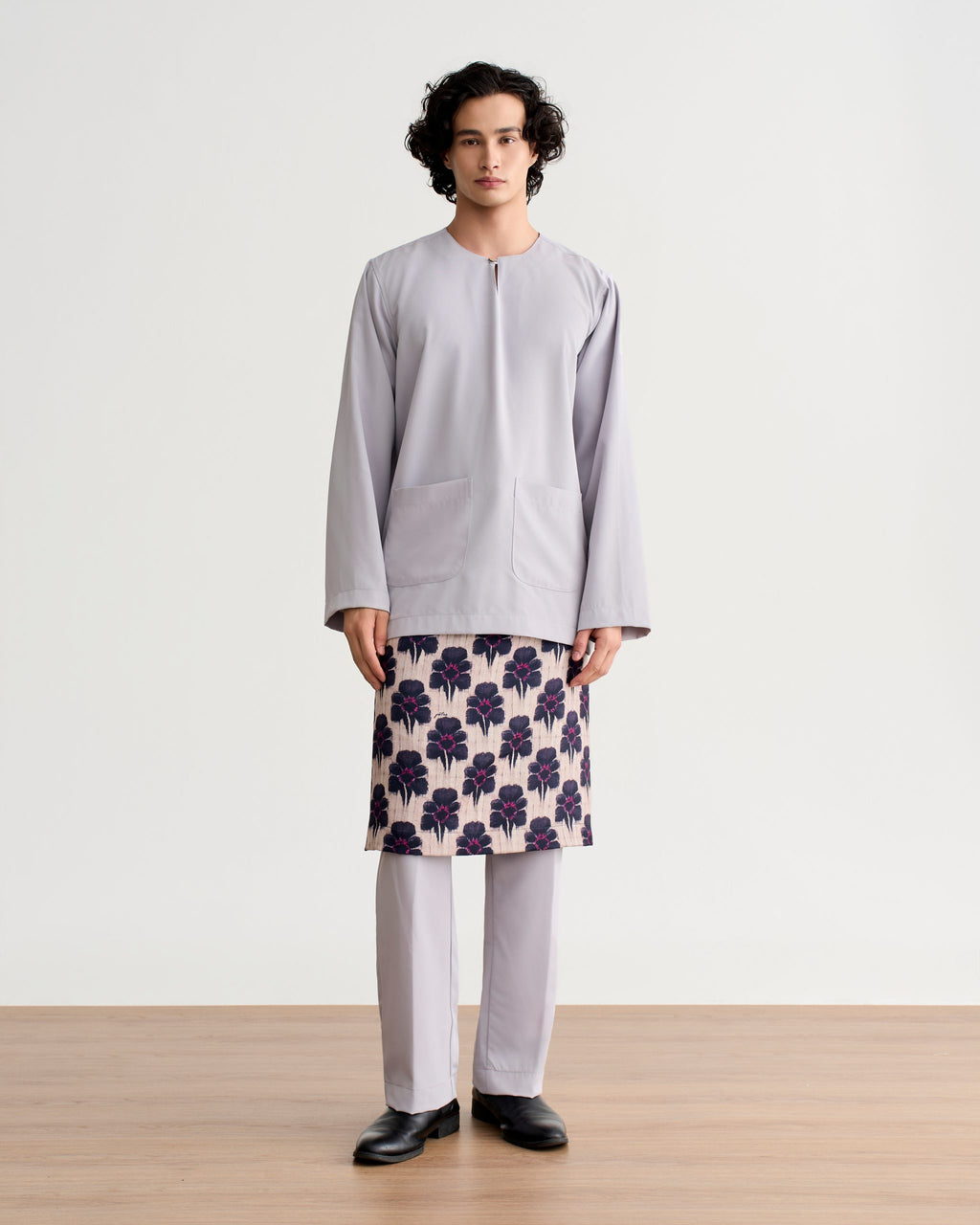 Abraham Baju Melayu Teluk Belanga - Silver Gray