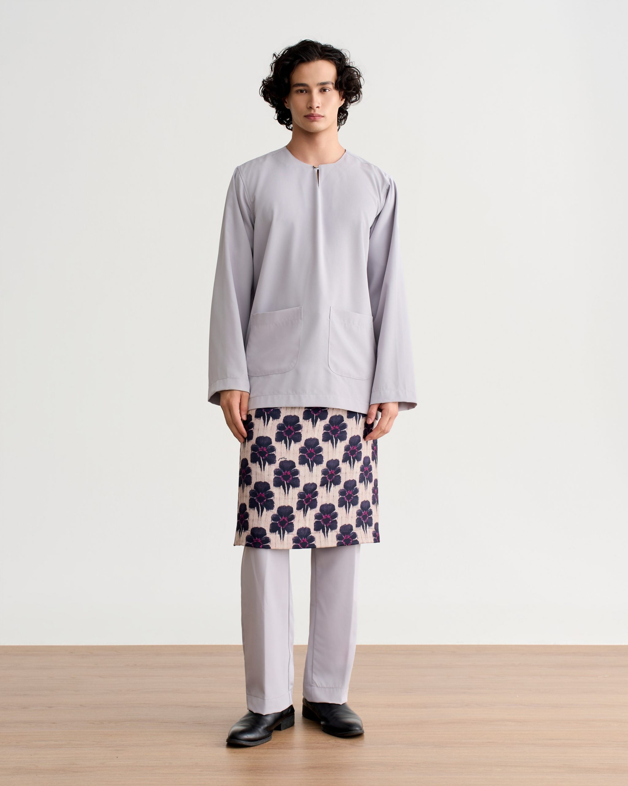 Abraham Baju Melayu Teluk Belanga - Silver Gray