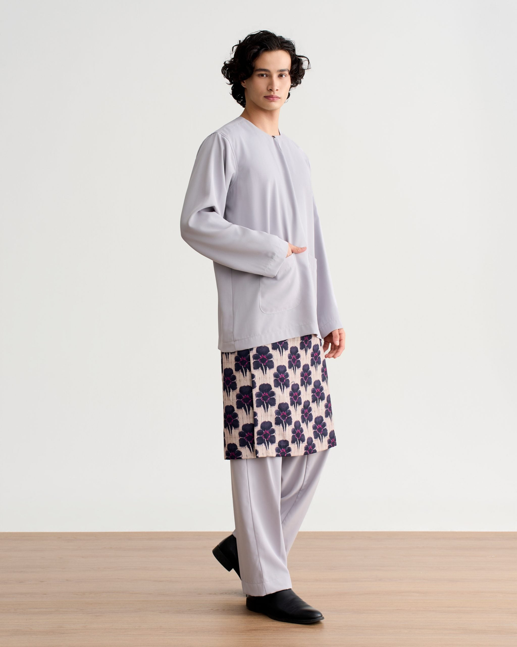 Abraham Baju Melayu Teluk Belanga - Silver Gray
