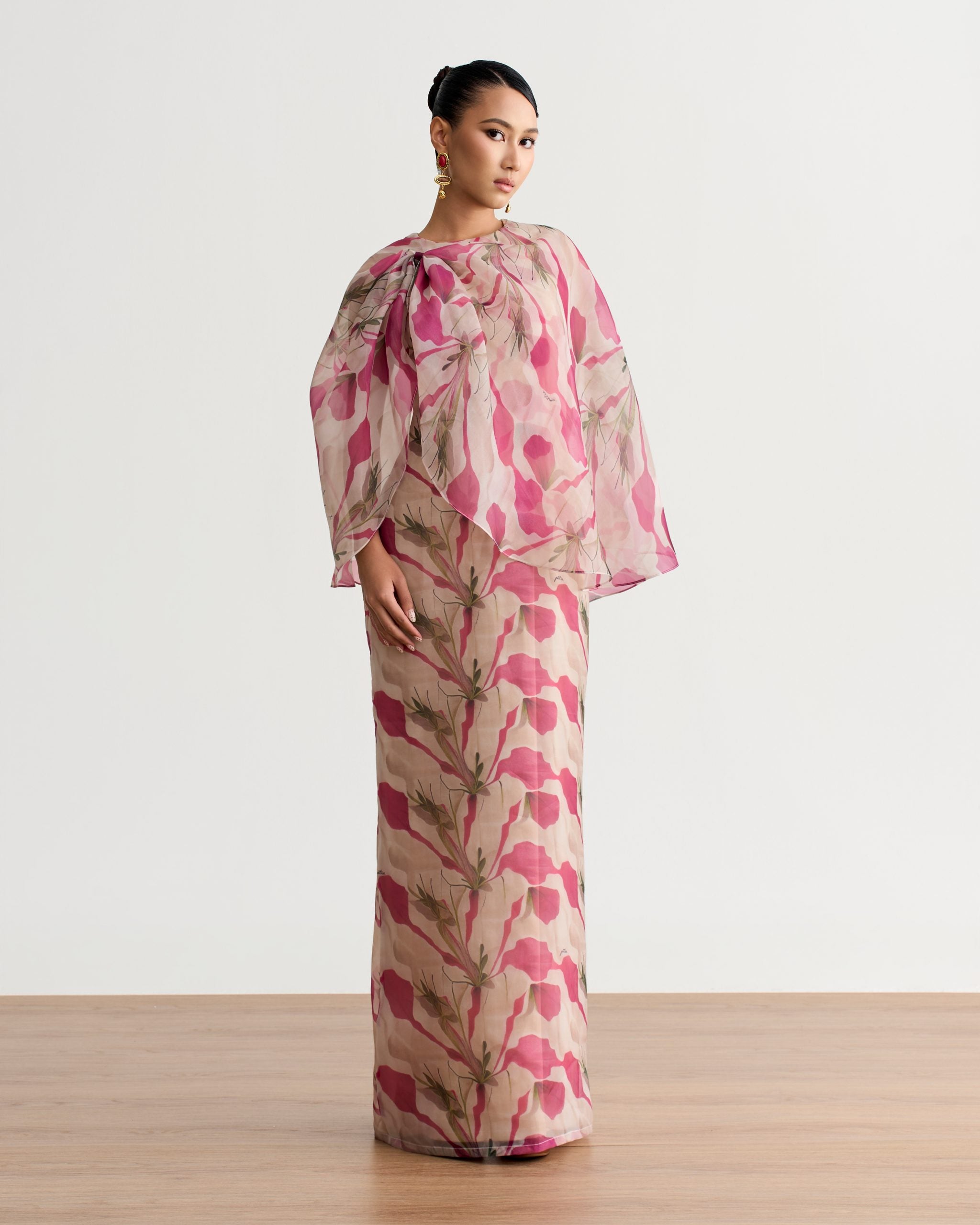 Andria Cape Organza Dress