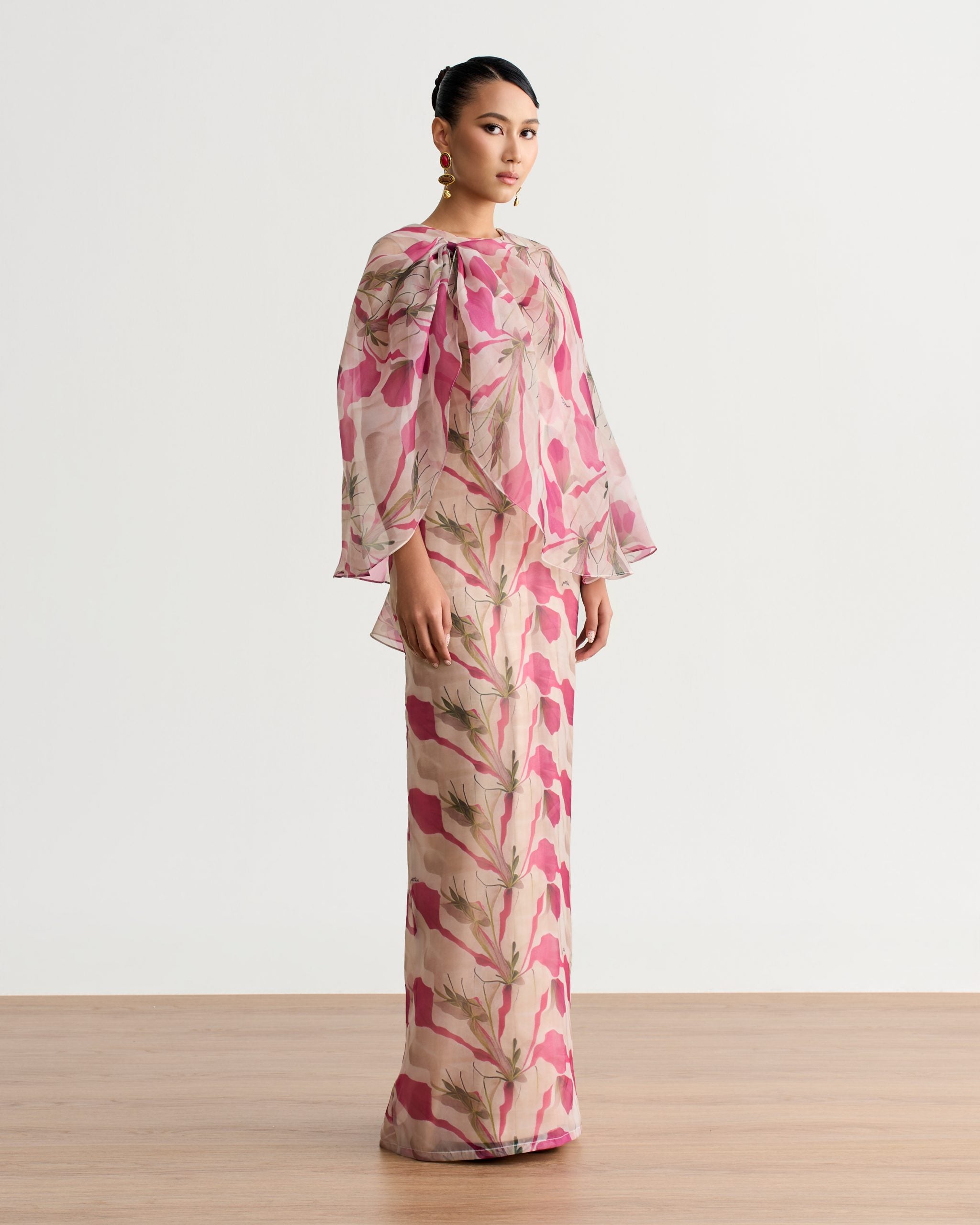 Andria Cape Organza Dress