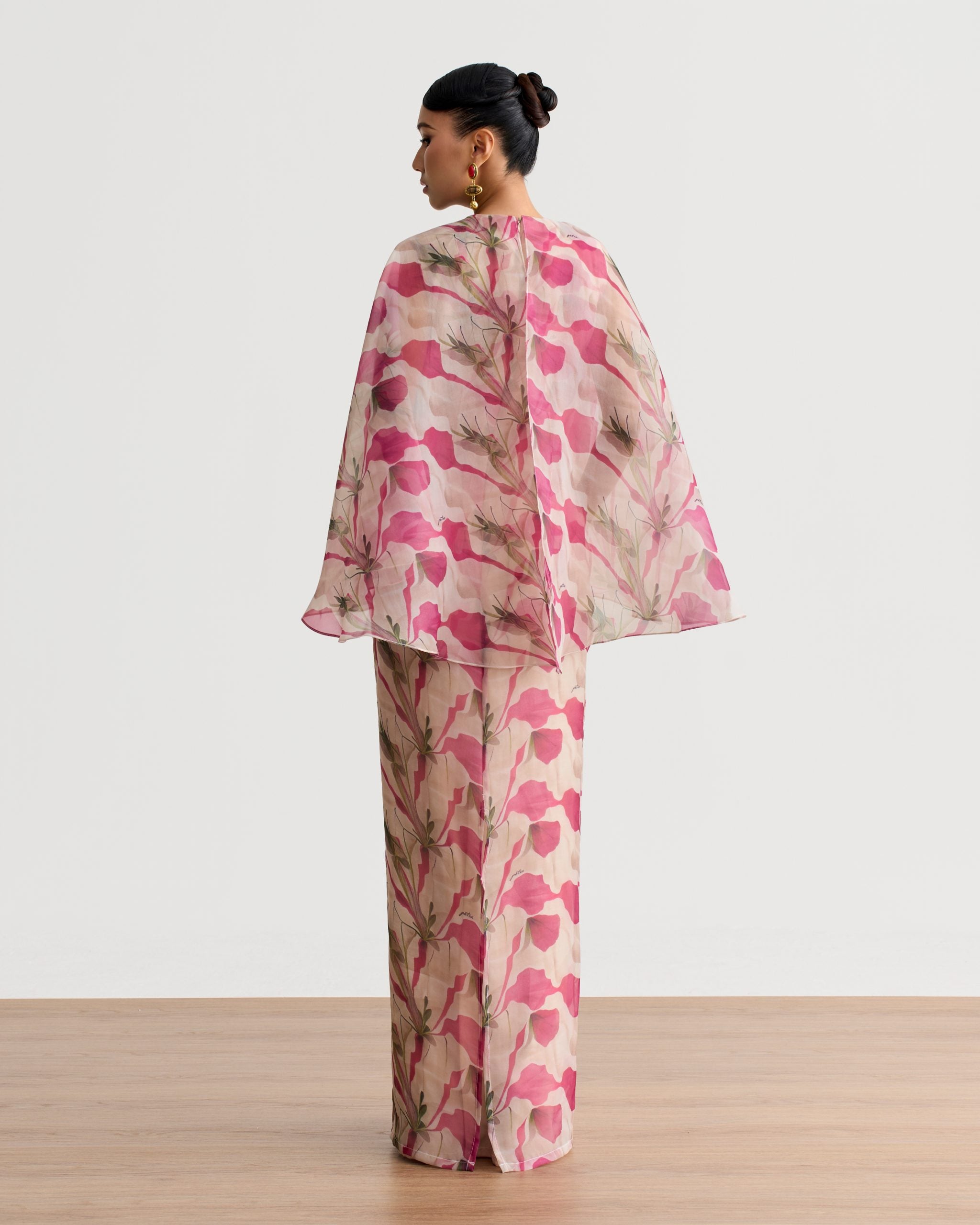 Andria Cape Organza Dress