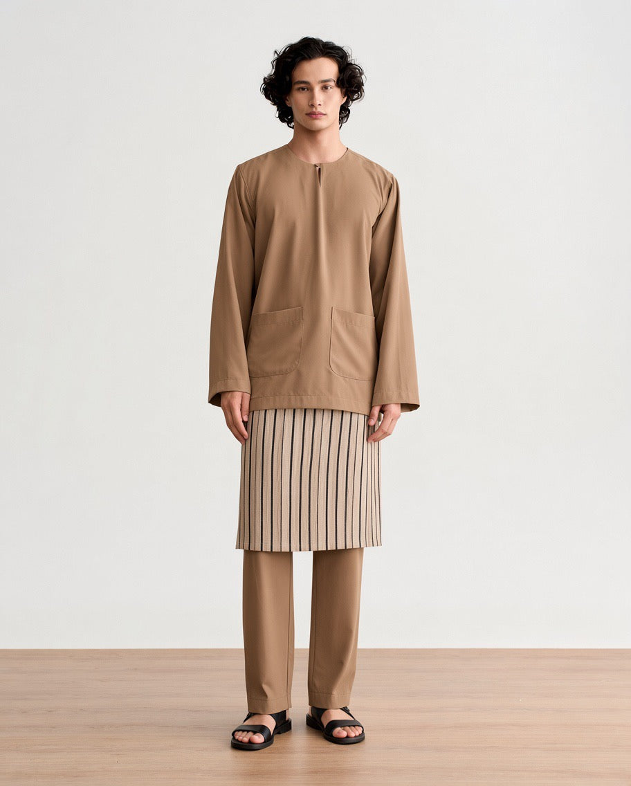 Abraham Baju Melayu Teluk Belanga - Oak Brown