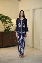Lastika Embroidered Kebaya Navy Blue