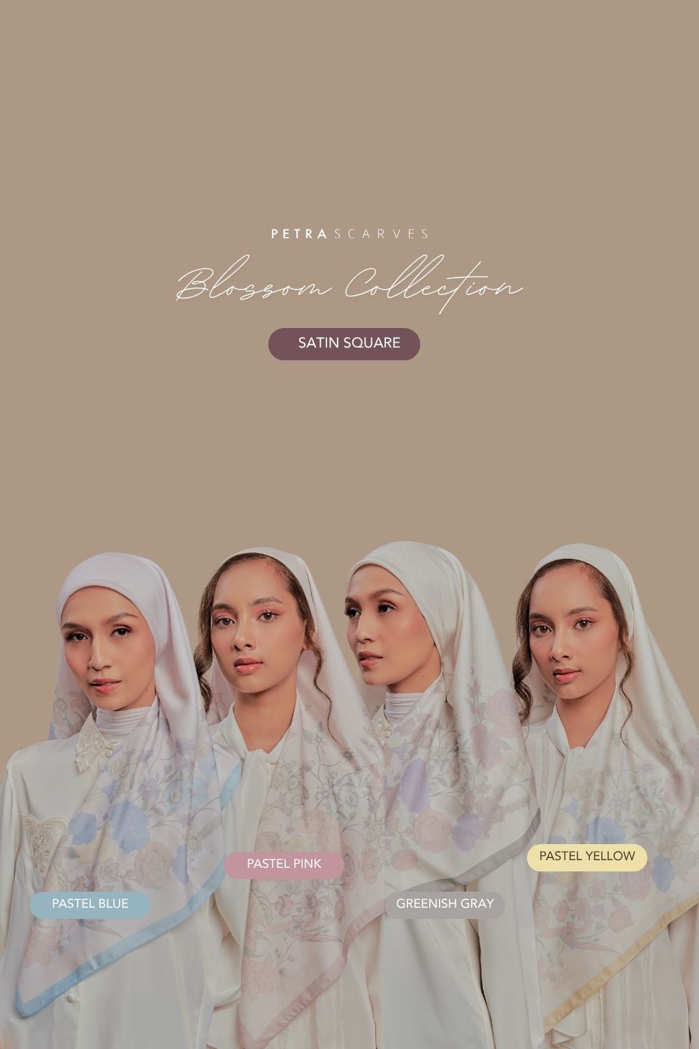 Petrascarves Blossom Raya Collection Square (Pinkish Nude)