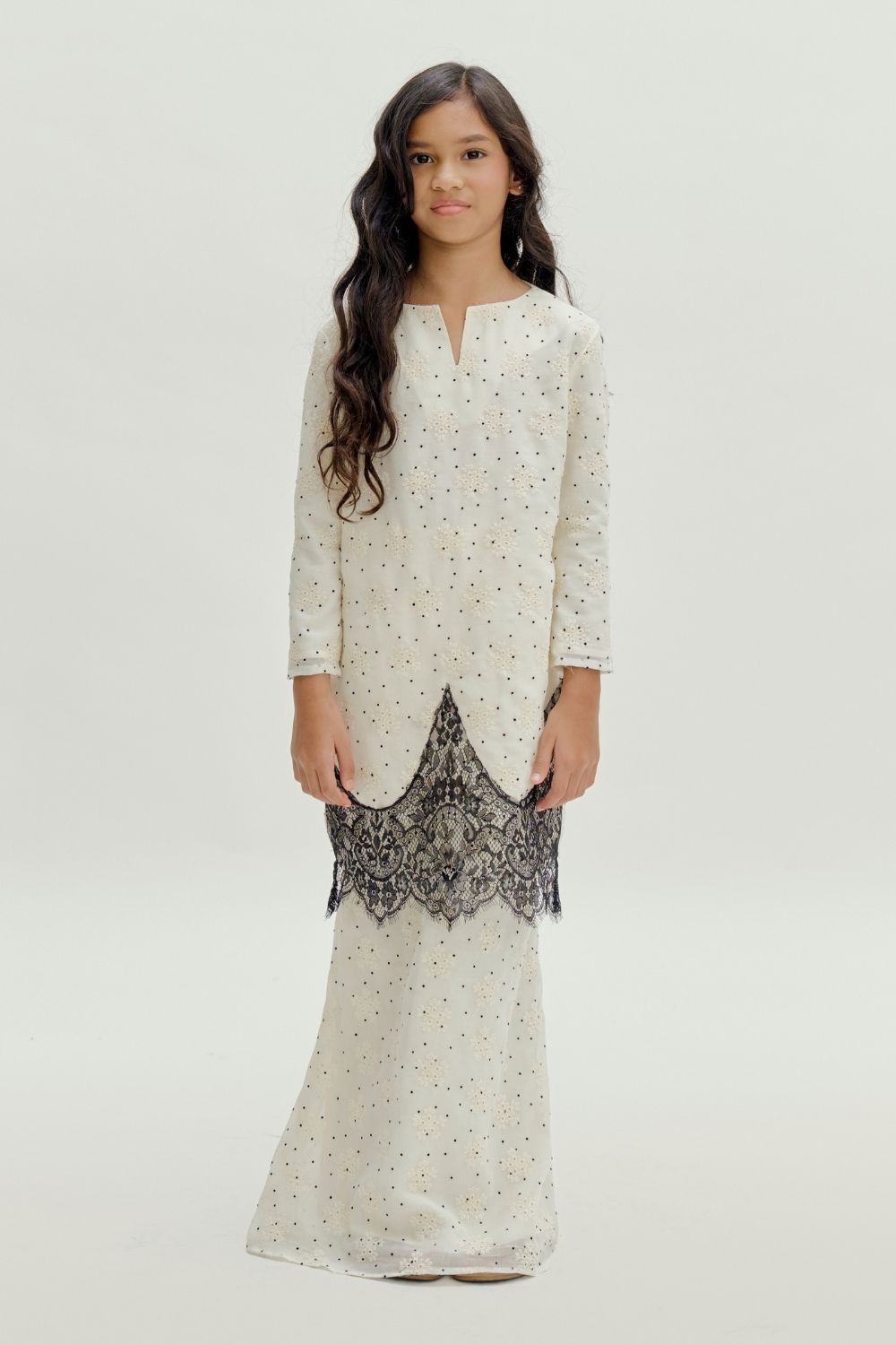 Aquila Eyelet Cotton Lace Modern Kurung Kids