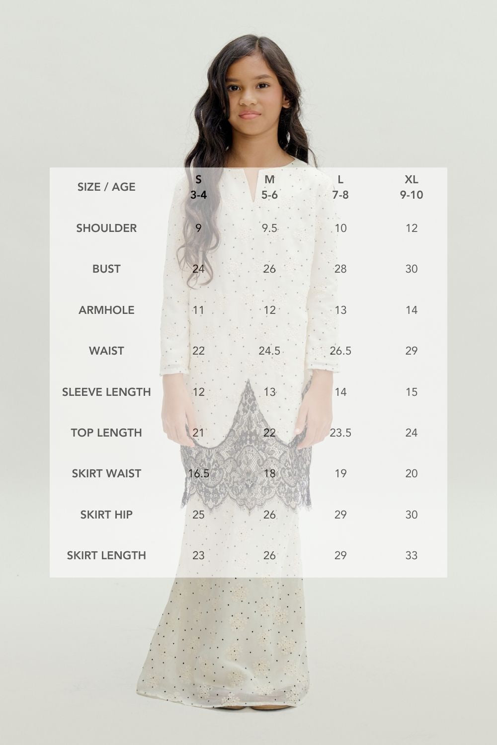 Aquila Eyelet Cotton Lace Modern Kurung Kids