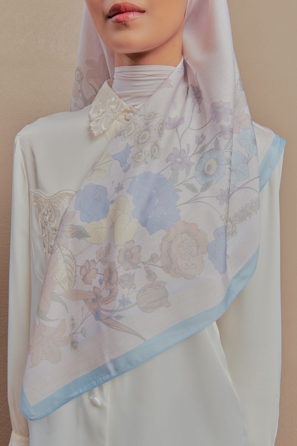 Petrascarves Blossom Raya Collection Square (Pastel Blue)