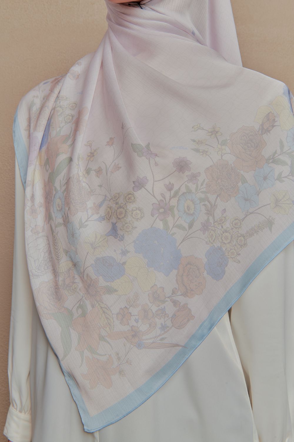 Petrascarves Blossom Raya Collection Shawl (Pastel Blue)