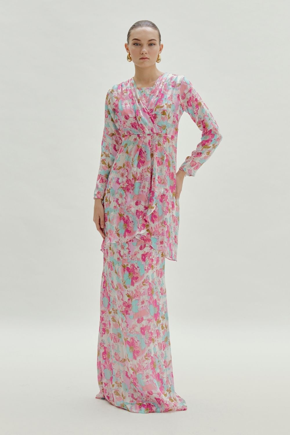 Camellia Chiffon Pleated Kurung
