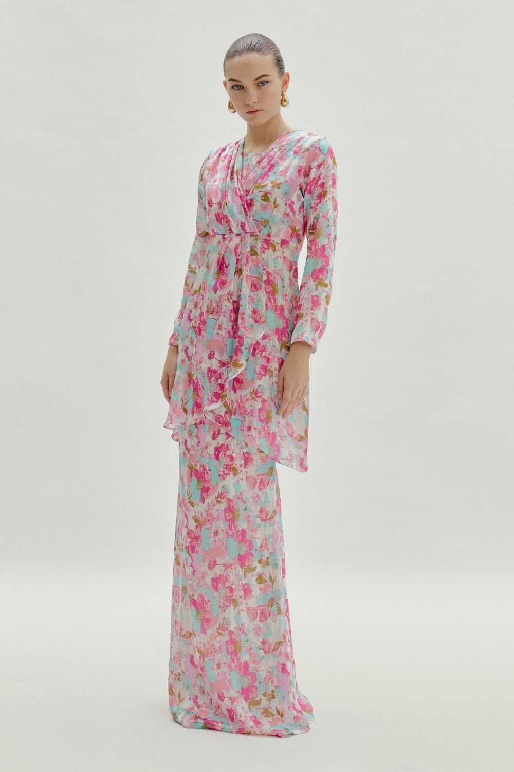 Camellia Chiffon Pleated Kurung