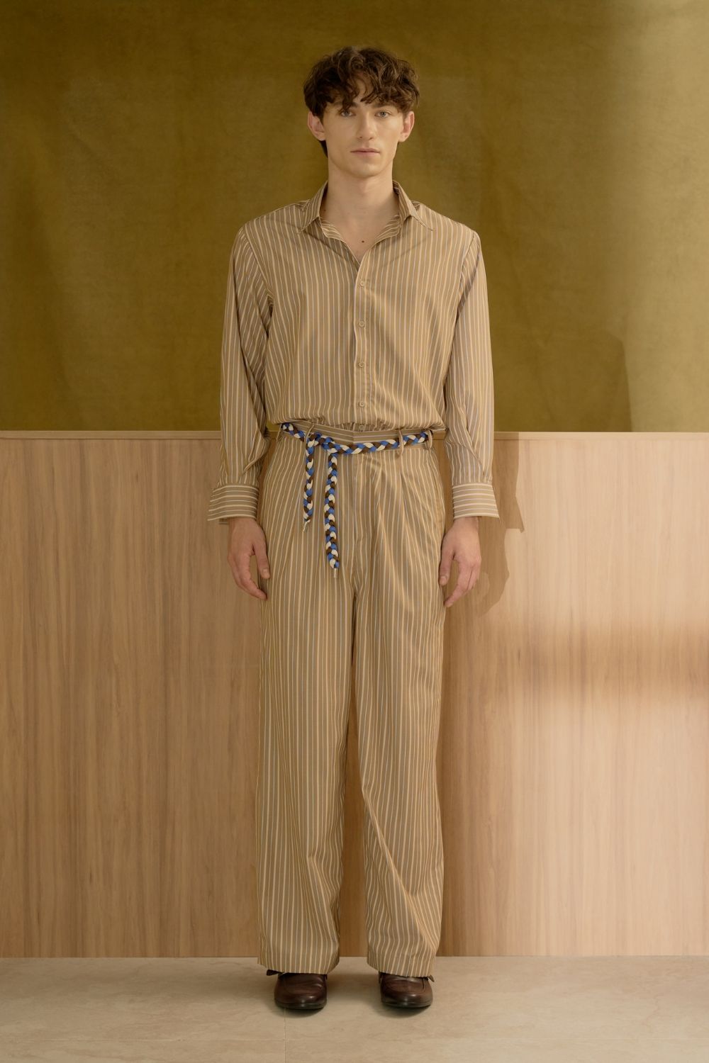 Le Chemise Raye With Pants Set (Olive Blue)
