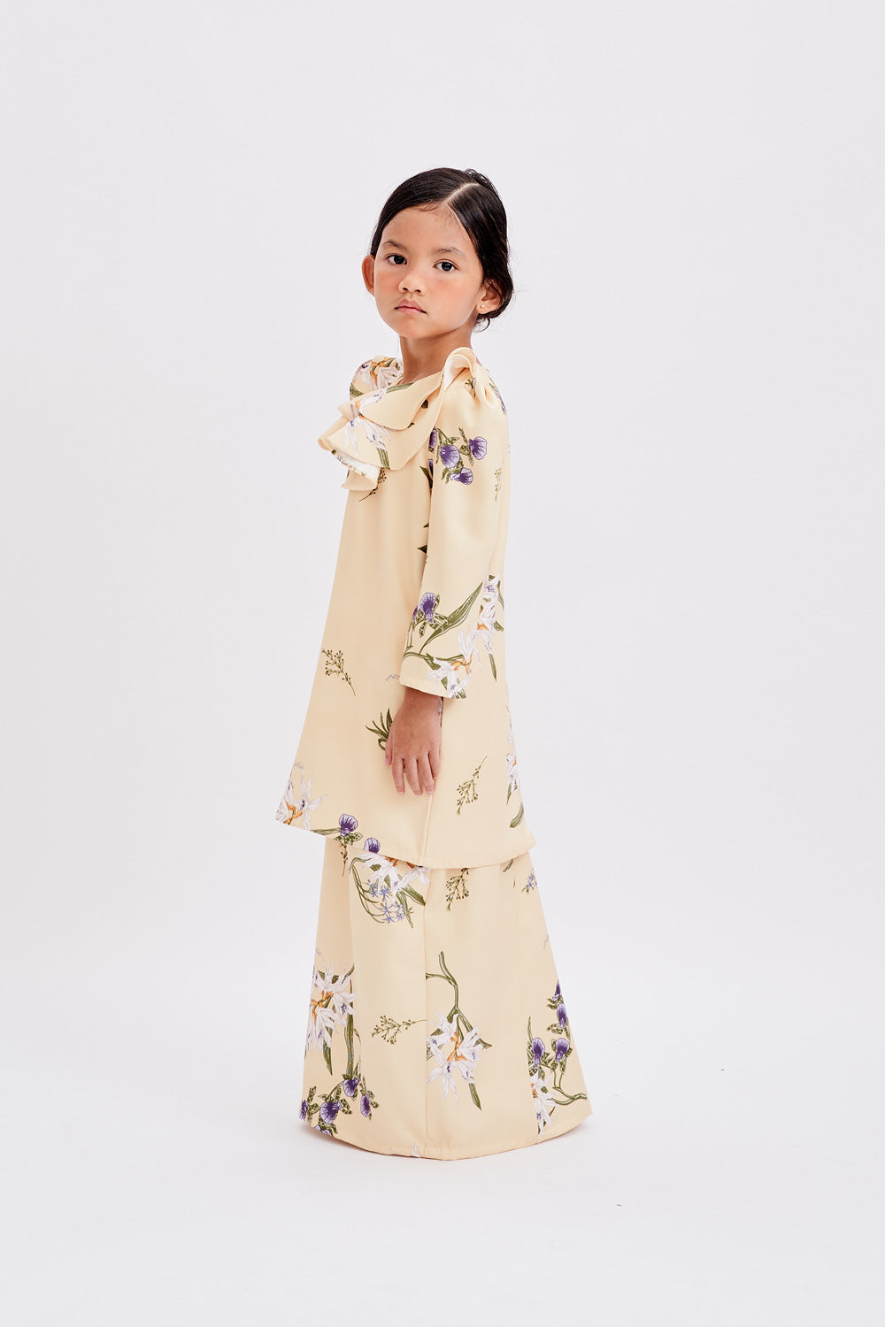 Hailey Kurung in Soft Yellow (Kids)