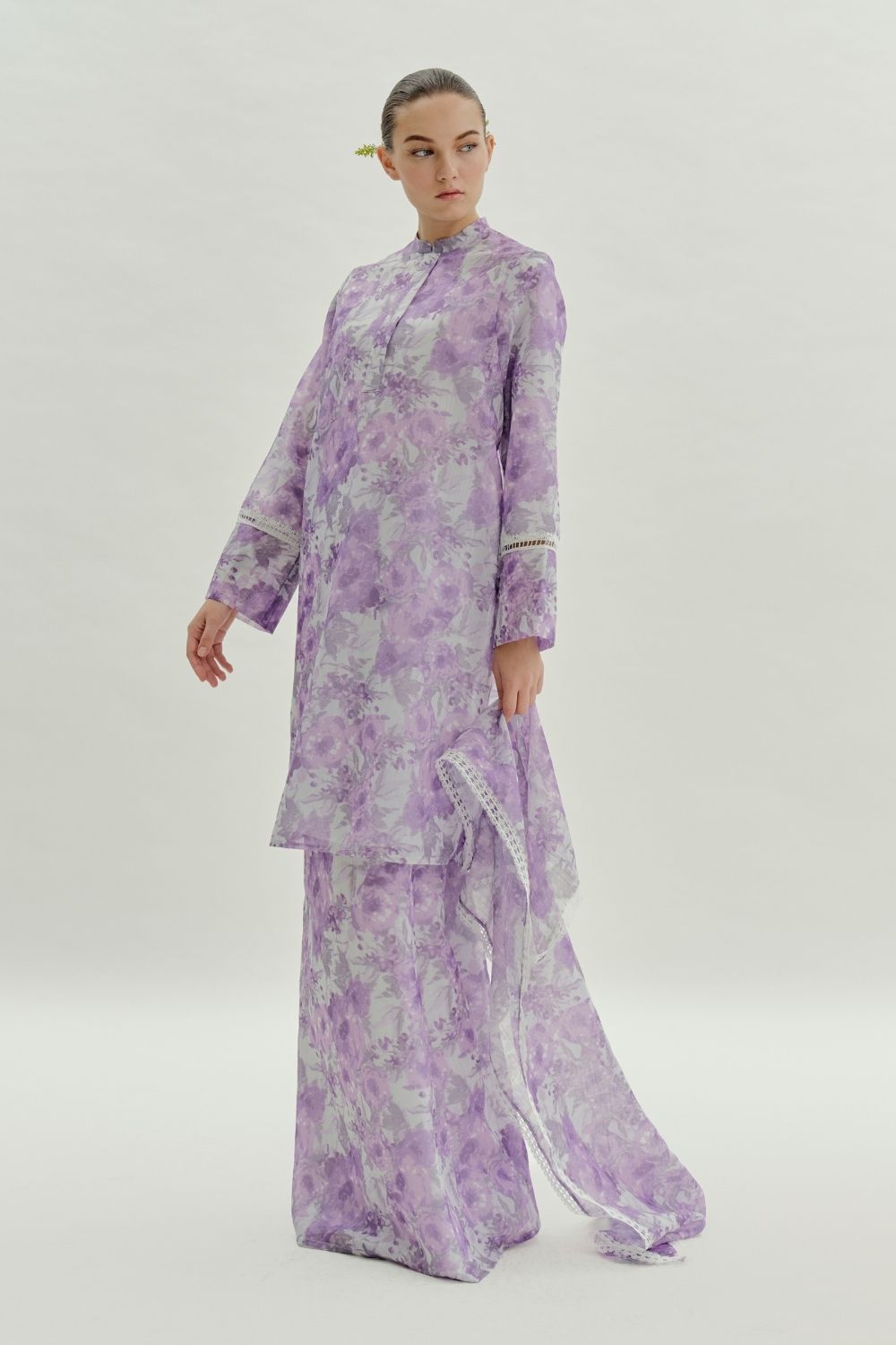 Solana Organza Kurung Labuh With Shawl (Purple)