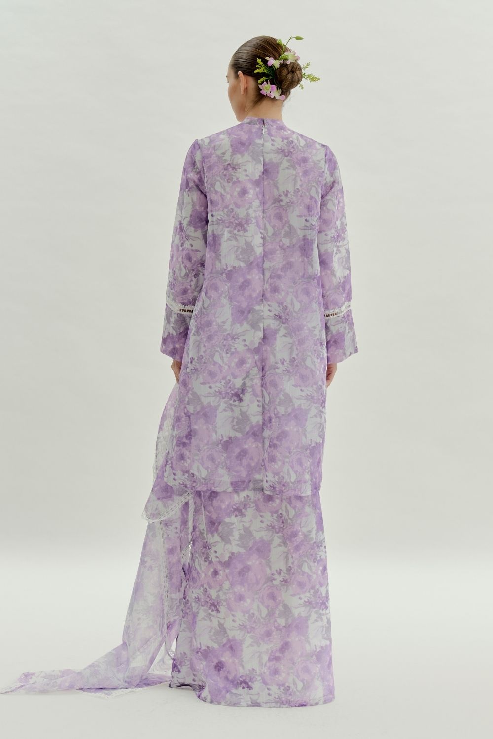 Solana Organza Kurung Labuh With Shawl (Purple)